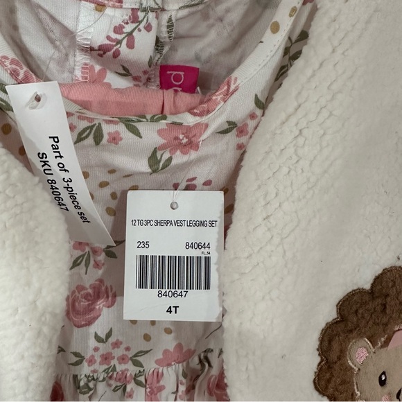 NWT Toddler 4T 3-piece floral shirt/pink pants/hedgehog vest - Picture 7 of 7